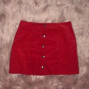 Red Cordouroy Skirt with Silver Snaps